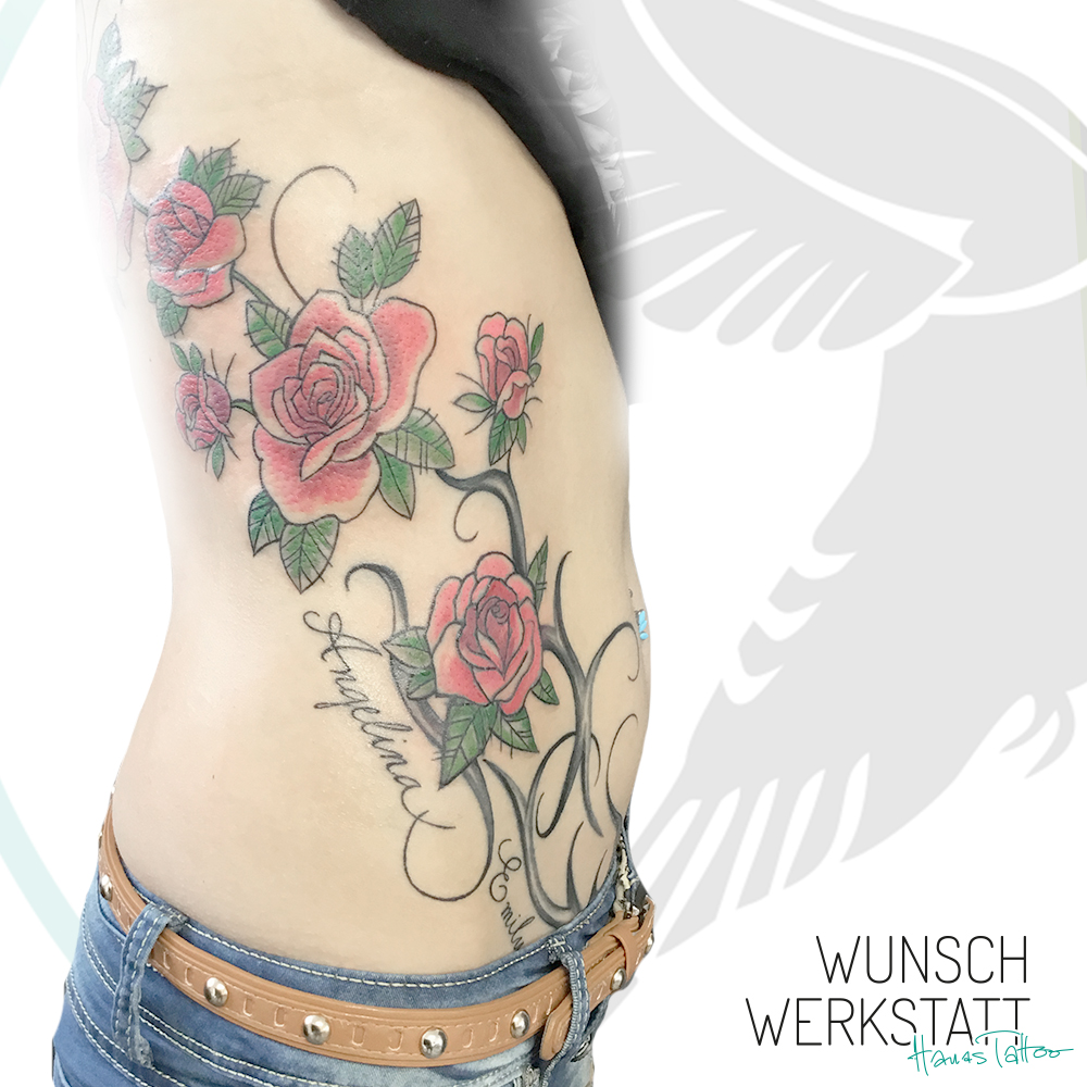 Tattoo Tribal Rosen Rippenbogen