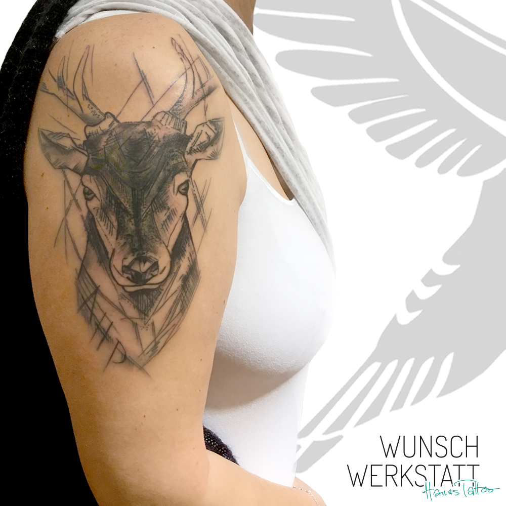 Coverup Tattoo Hirsch nachher