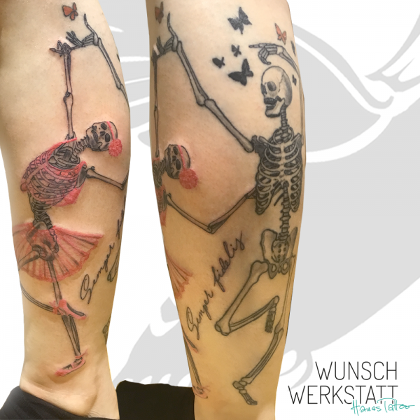 Hana Tattoo Wunschwerkstatt tanzende Skelette