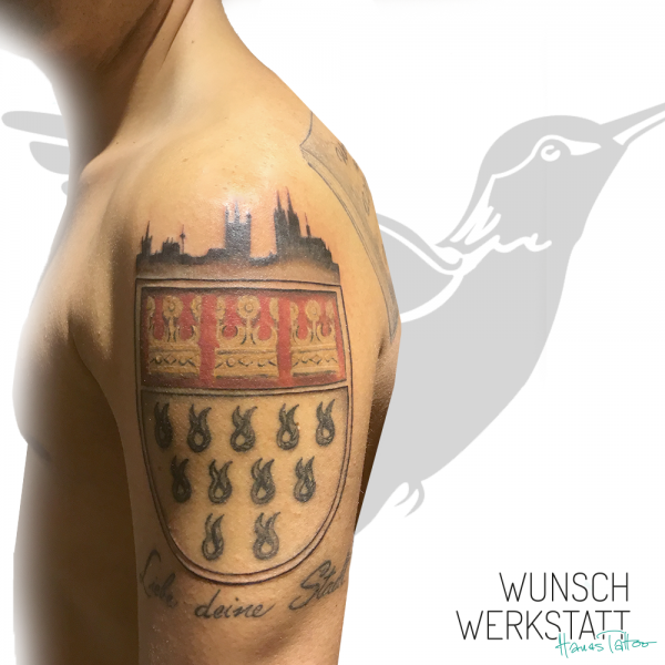 Tattoo Oberarm Köln Wappen Stadtliebe