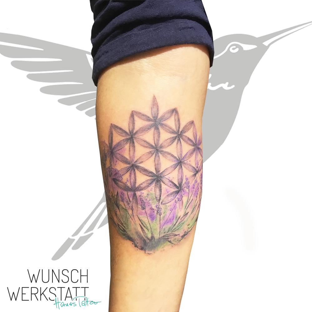 Unterarm Tattoo Lebensblume Aquarell Hanas Wunschwerkstatt