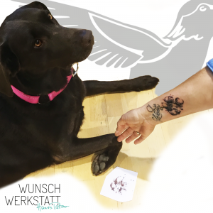 Tattoo Wunschwerkstatt Hundepfote auf Arm