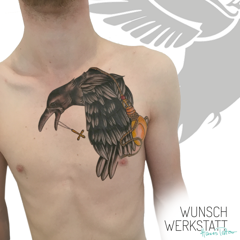 Cover Up Hanas Wunschwerkstatt Tattoo vom R zum Raben