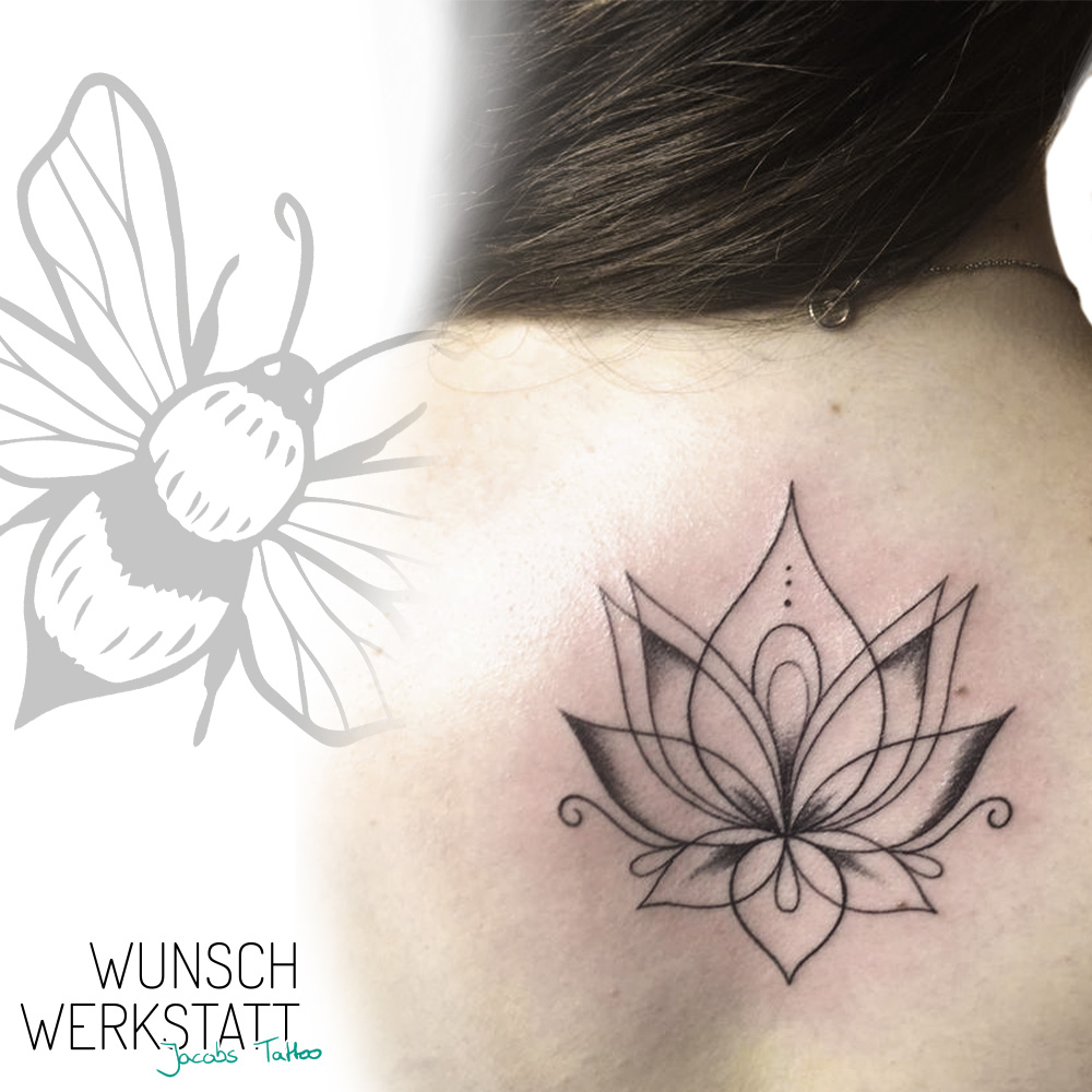 Wunschwerkstatt Jacobs Tattoo einfache Linien als Lotusblüte