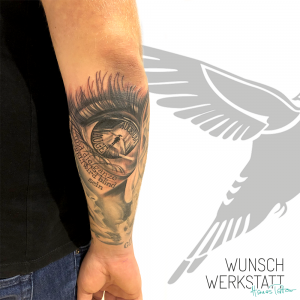 Tattoo aus Hanas Wunschwerkstatt Auge um Auge auf Unterarm