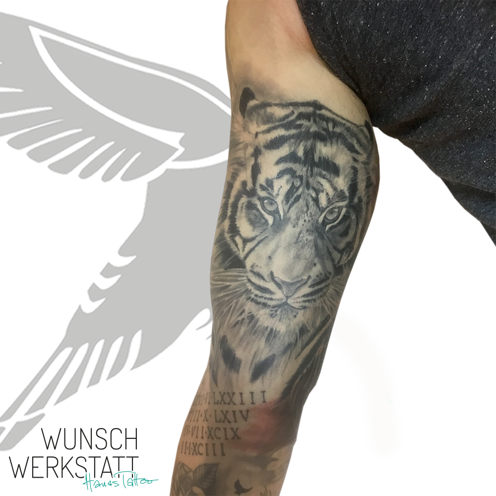 Wunschwerkstatt Tattoo Hana Oberarm Tiger